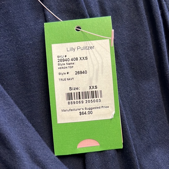 Lilly Pulitzer XXS True Navy Heron Top NWT - Picture 4 of 11